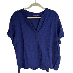 Gloria Vanderbilt Blue Boxy Crinkle Blouse - XXL